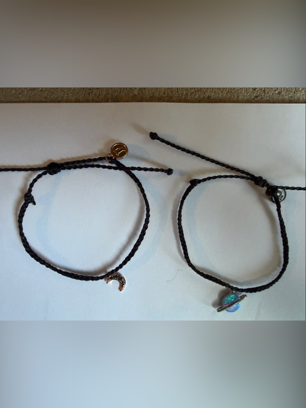 Pura Vida Black Braided Moon & Planet Charm Set